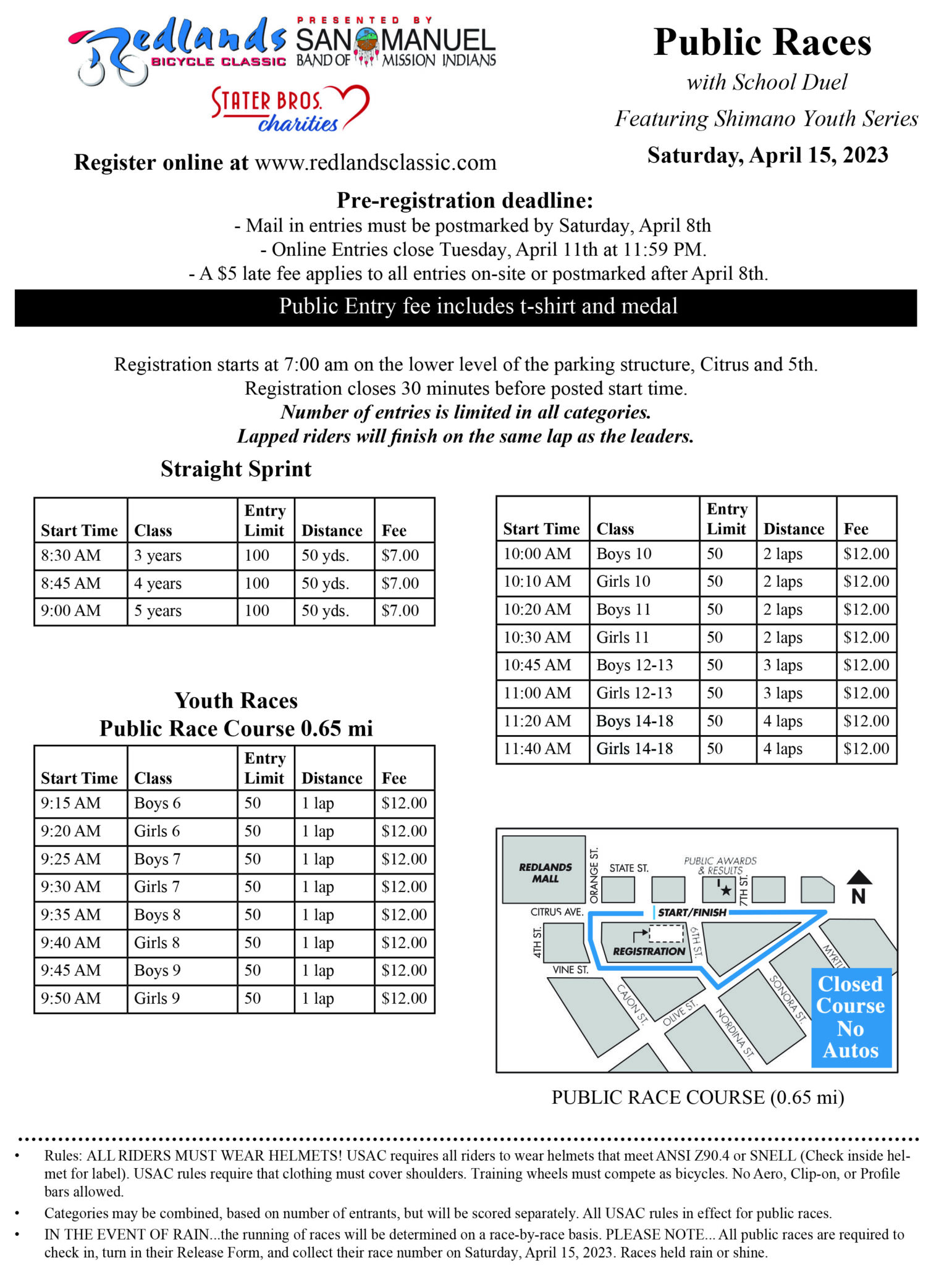 2023 Public Races Schedule Redlands Bicycle Classic Redlands, CA